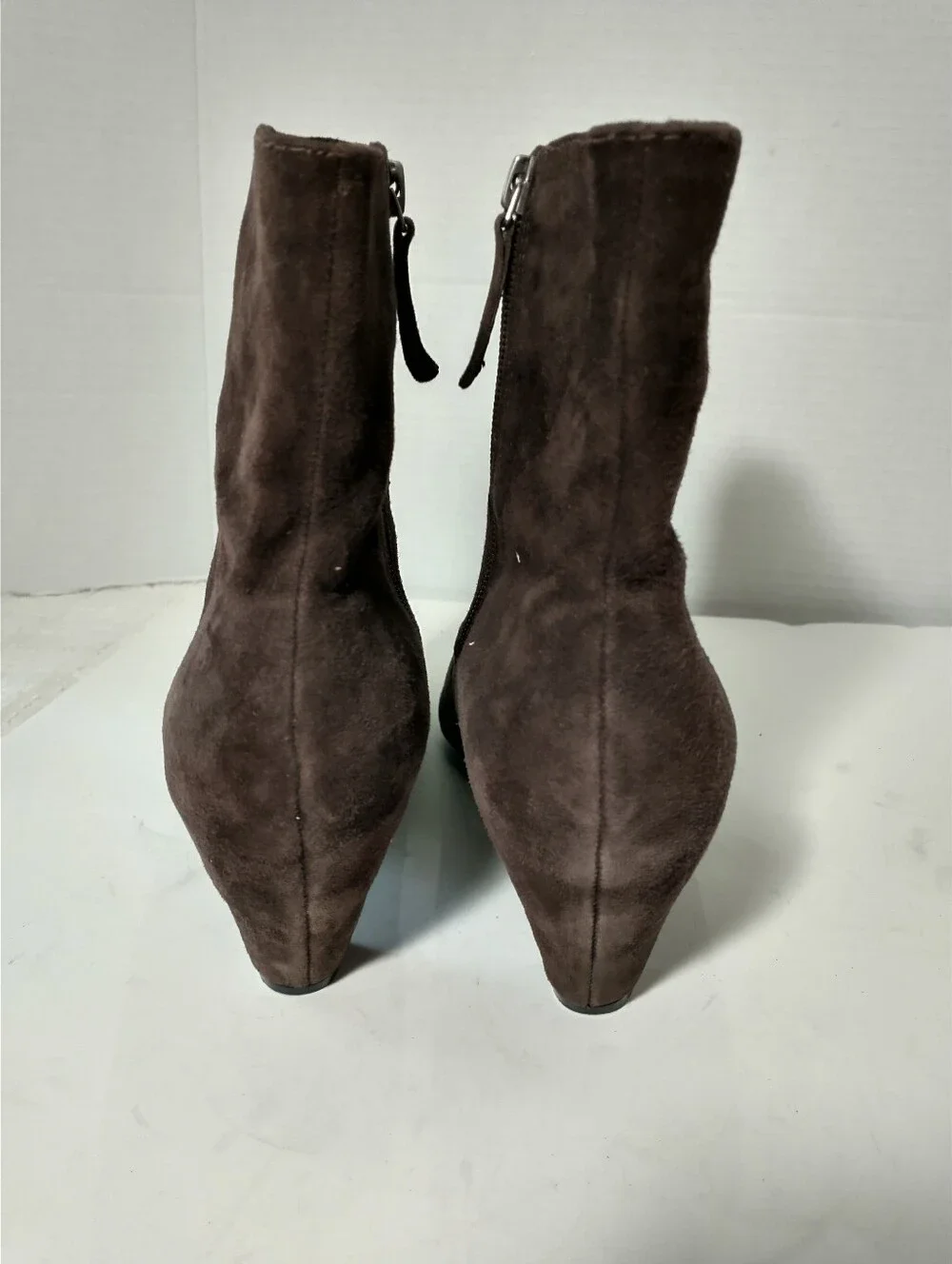 Women's Brown‎ Suede Leather Ankle Boots, Size 10, Heeled, Rounded Toe